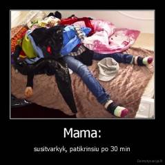 Mama: - susitvarkyk, patikrinsiu po 30 min