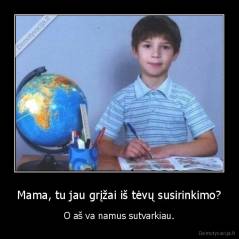 Mama, tu jau grįžai iš tėvų susirinkimo? - O aš va namus sutvarkiau.