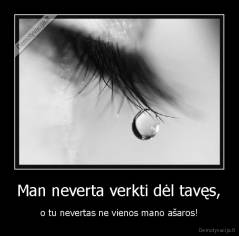 Man neverta verkti dėl tavęs, - o tu nevertas ne vienos mano ašaros!