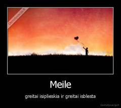 Meile - greitai isiplieskia ir greitai isblesta