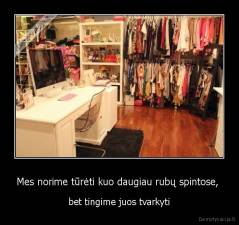 Mes norime tūrėti kuo daugiau rubų spintose,  - bet tingime juos tvarkyti