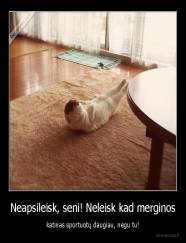 Neapsileisk, seni! Neleisk kad merginos - katinas sportuotų daugiau, negu tu!