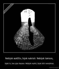 Nebijok aukščio, bijok nukristi. Nebijok tamsos,  - bijok to, kas joje slepiasi. Nebijok mylėti, bijok būti nemylimas.