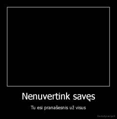 Nenuvertink savęs - Tu esi pranašesnis už visus