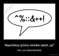 Neperšokus griovio nereikia sakyti „op“ - Tam yra keiksmažodžiai