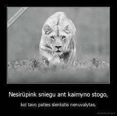Nesirūpink sniegu ant kaimyno stogo, - kol tavo paties slenkstis nenuvalytas.