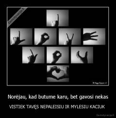 Norėjau, kad butume karu, bet gavosi nekas - VISTIEK TAVĘS NEPALEISIU IR MYLESIU KACIUK 