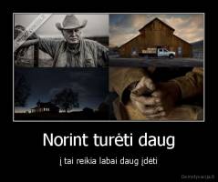 Norint turėti daug - į tai reikia labai daug įdėti