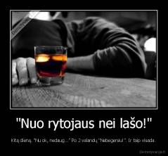 "Nuo rytojaus nei lašo!" - Kitą dieną. "Nu ok, nedaug..." Po 2 valandų "Nebegersiu!". Ir taip visada.