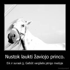 Nustok laukti žaviojo princo. -  Eik ir surask jį. Galbūt vargšelis įstrigo medyje 