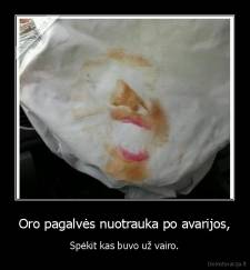 Oro pagalvės nuotrauka po avarijos, - Spėkit kas buvo už vairo.