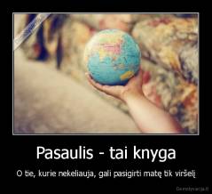 Pasaulis - tai knyga - O tie, kurie nekeliauja, gali pasigirti matę tik viršelį