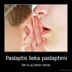 Paslaptis lieka paslaptimi - Kai tu ją žianai vienas
