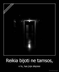 Reikia bijoti ne tamsos, - o to, kas joje slepiasi