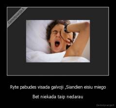 Ryte pabudes visada galvoji ,Siandien eisiu miego - Bet niekada taip nedarau