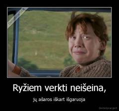 Ryžiem verkti neišeina, - jų ašaros iškart išgaruoja
