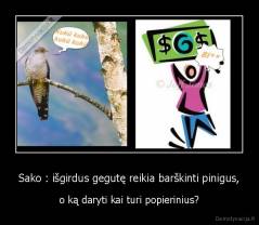 Sako : išgirdus gegutę reikia barškinti pinigus, - o ką daryti kai turi popierinius?