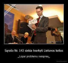 Sąrašo Nr. 143 siekia tvarkyti Lietuvos kelius - ,,Lopai problemu neispres,,