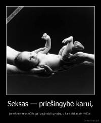 Seksas — priešingybė karui, - jame kiekvienas šūvis gali pagimdyti gyvybę, o kare viskas atvirkščiai.