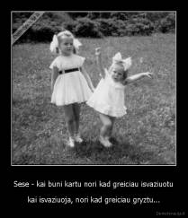 Sese - kai buni kartu nori kad greiciau isvaziuotu - kai isvaziuoja, nori kad greiciau gryztu...