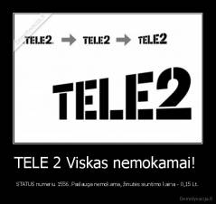 TELE 2 Viskas nemokamai!  - STATUS numeriu 1556. Paslauga nemokama, žinutės siuntimo kaina - 0,15 Lt.