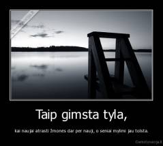 Taip gimsta tyla, - kai naujai atrasti žmonės dar per nauji, o seniai mylimi jau tolsta.