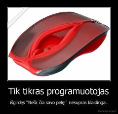 Tik tikras programuotojas - išgirdęs "Nešk čia savo pelę!" nesupras klaidingai.