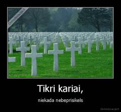 Tikri kariai, - niekada nebeprisikels