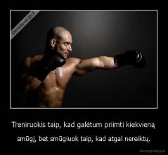 Treniruokis taip, kad galėtum priimti kiekvieną - smūgį, bet smūgiuok taip, kad atgal nereiktų.