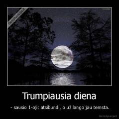 Trumpiausia diena -  - sausio 1-oji: atsibundi, o už lango jau temsta.