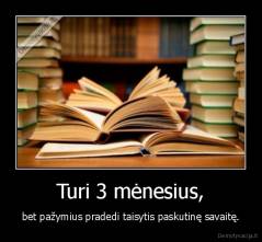Turi 3 mėnesius, - bet pažymius pradedi taisytis paskutinę savaitę.