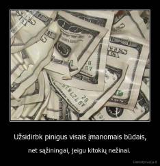 Užsidirbk pinigus visais įmanomais būdais, - net sąžiningai, jeigu kitokių nežinai. 
