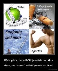 Užsispyrimui neturi būti "pradėsiu nuo kitos  - dienos, nuo kitu metu" turi būti "pradėsiu nuo dabar!"
