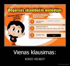 Vienas klausimas: - KOKIO VELNIO?