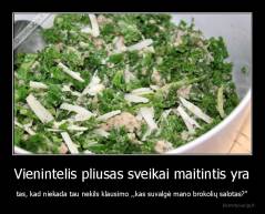 Vienintelis pliusas sveikai maitintis yra - tas, kad niekada tau nekils klausimo ,,kas suvalgė mano brokolių salotas?"