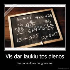 Vis dar laukiu tos dienos - kai panaudosiu tai gyvenime