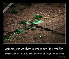 Visiems, kas daužote butelius ten, kur vaikšto  - žmonės, linkiu, kad jūsų duše kas nors išbarstytų smeigtukus