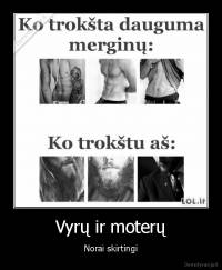 Vyrų ir moterų - Norai skirtingi