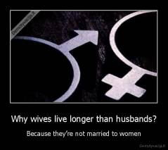 Why wives live longer than husbands? - Because they’re not married to women