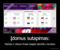 Įdomus sutapimas: - Mažasis ir didysis finalai baigėsi identišku rezultatu