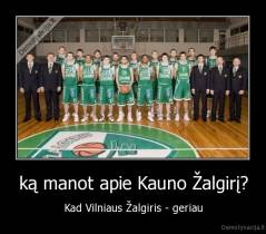 ką manot apie Kauno Žalgirį? - Kad Vilniaus Žalgiris - geriau