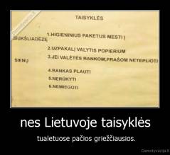 nes Lietuvoje taisyklės -  tualetuose pačios griežčiausios.