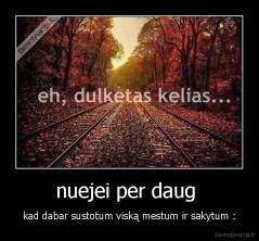 nuejei per daug  - kad dabar sustotum viską mestum ir sakytum :