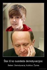 Štai iš ko susideda demotyvacijos: - Bieber: Demotyvacia; Kubilius: Žymės